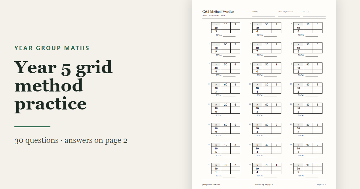 Written Column Image Year 3 Maths Worksheets — Column Methods and Tables on A4
